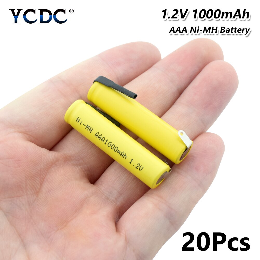 Ni-mh aaa batteri 1.2v 1000 mah genopladelige batterier strøm høj afladningsstrøm bateria + diy nicke til  mp3 tastatur: 20 stk