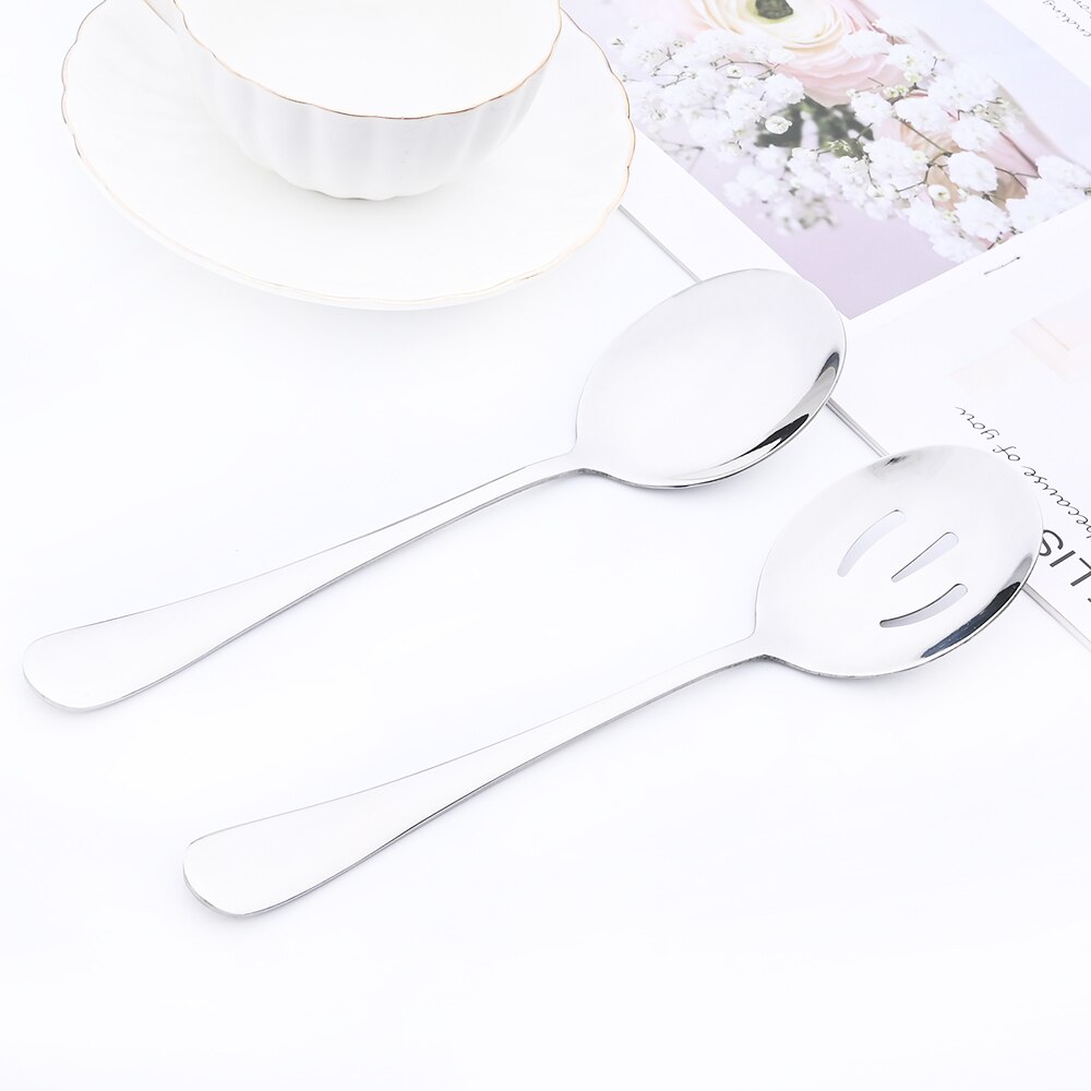 5Pcs Silver Dinnerware Set Stainless Steel Cutlery Service Utensils Buffet Catering Cake Spatula Service Spoon Fork Flatware Set