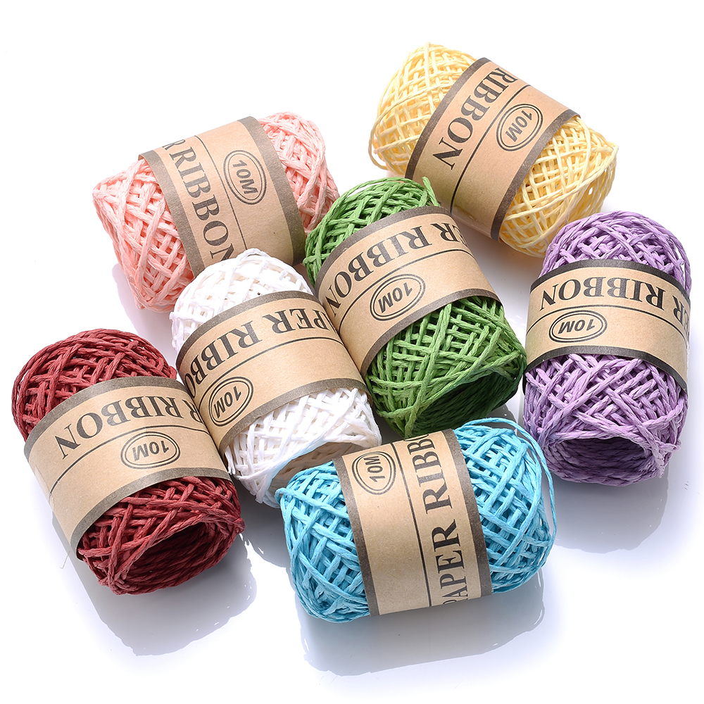 10 meter/rulle raffia papirreb blomsteremballage materiale gør-det-selv håndværk maleri fest bryllup dekoration tilbehør