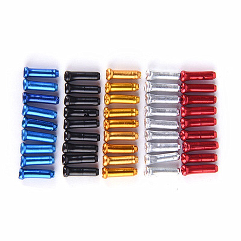 Tapas de extremo de Cable interno para palanca de cambios de freno de bicicleta, funda equipo de aluminio, accesorios para ciclismo, 50 Uds.
