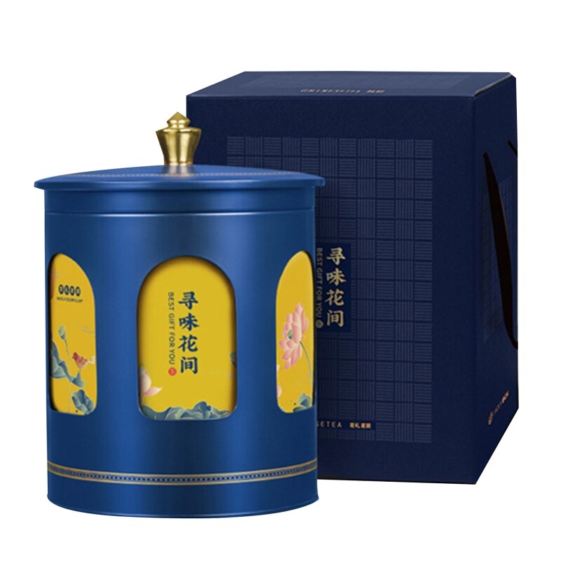 Tee Luftdichten Behälter Weißblech Lagerung Verpackung Panzer Verpackung Kasten einstellen für Weiß Tee Longjing Schwarz Tee Zinn Dosen Chinesischen GXMA: Blau Gelb