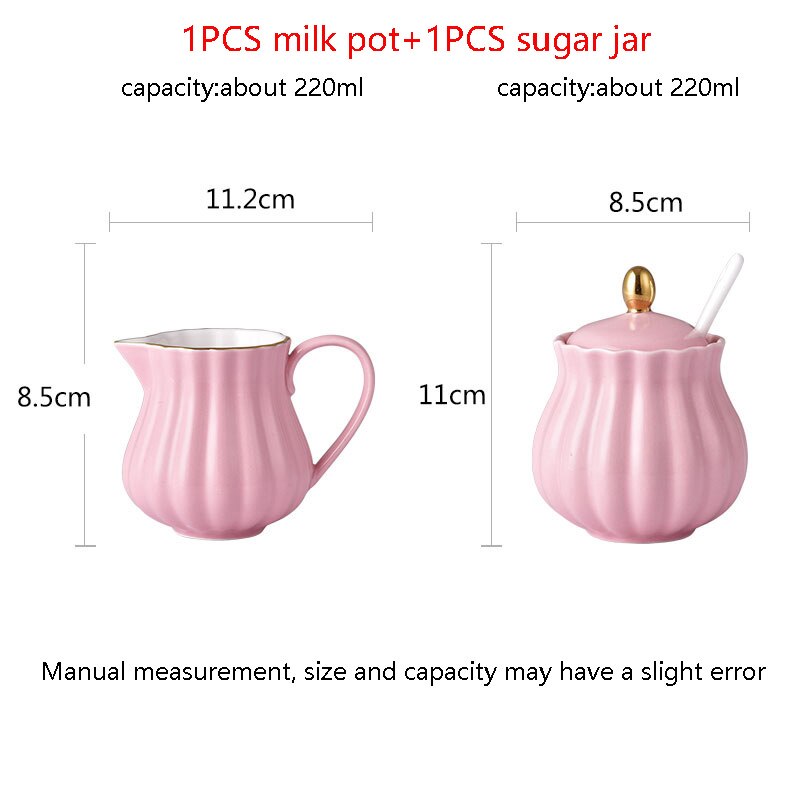 2 st / parti 200ml kort keramiskt porslinshandtag mjölkkruka med sockerburk kit kontors trädgård eftermiddagste tekanna hem drinkware: A