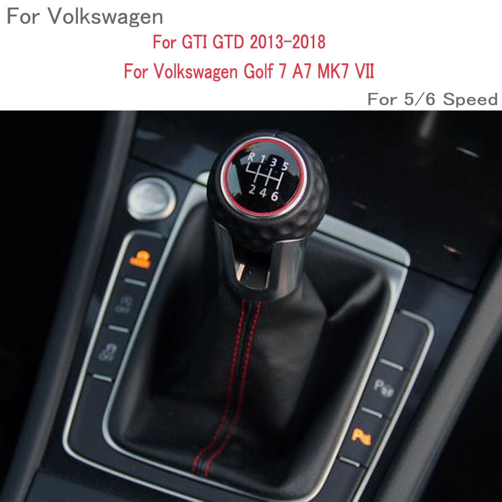 Botas de cuero negro para automóvil, palanca de cambios, perilla de palanca de cambios, velocidad 5/6 para Volkswagen VW Golf 7 A7 MK7 VII para GTI GTD