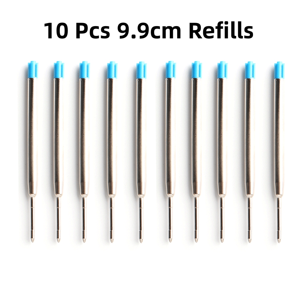 Luxury Metal Ballpoint Pen Writing 0.7mm Black Blue Ink Ball Point Pens Stationery School Office Supplies Business: Light Grey / Blue