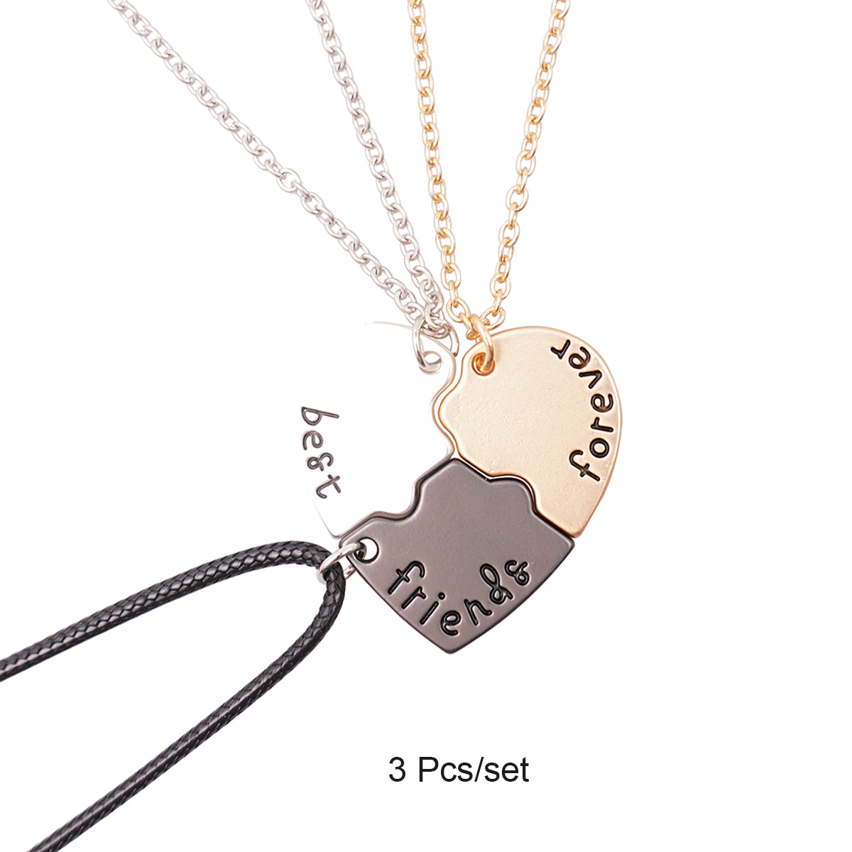 3/4- teiliges einstellen: halskette mit anhänger für beste freundinnen, Avocado-liebhaberin, gebrochenes herz, schlüsselbeinkette, bff-schmuck: Antik verkupfert