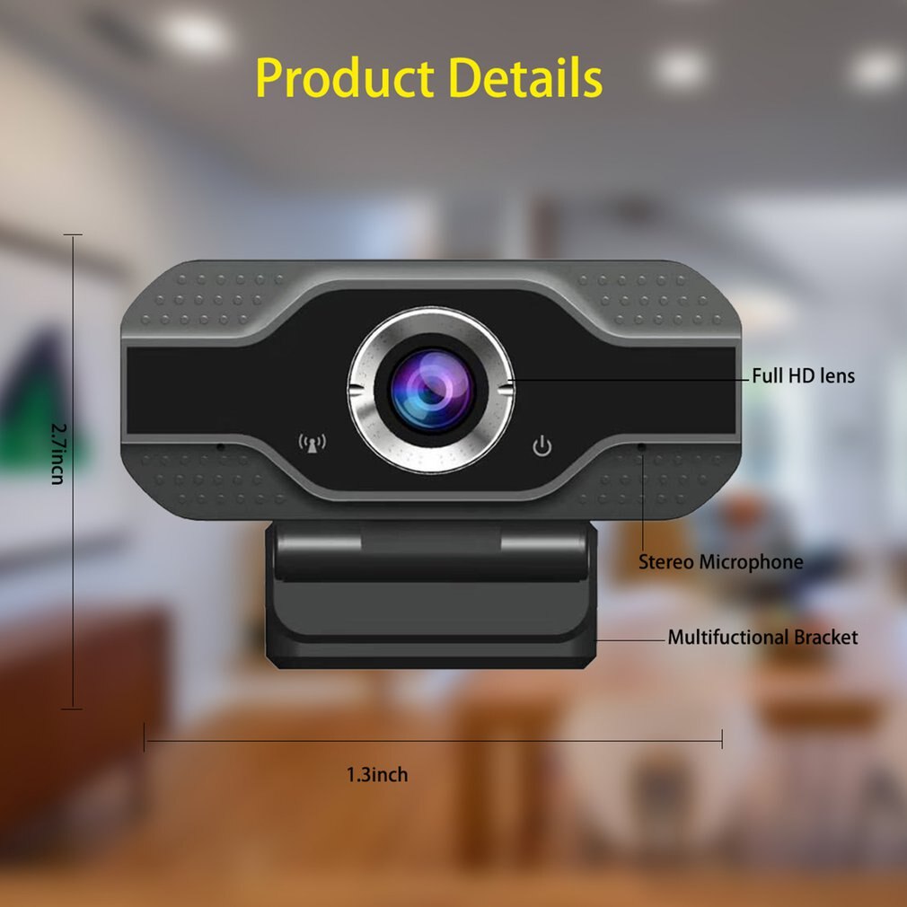 HD 1080P 60fps Microcomputer Webcam With Microphone, Rotatable, USB Plug Included For Live Video Call Conference Work