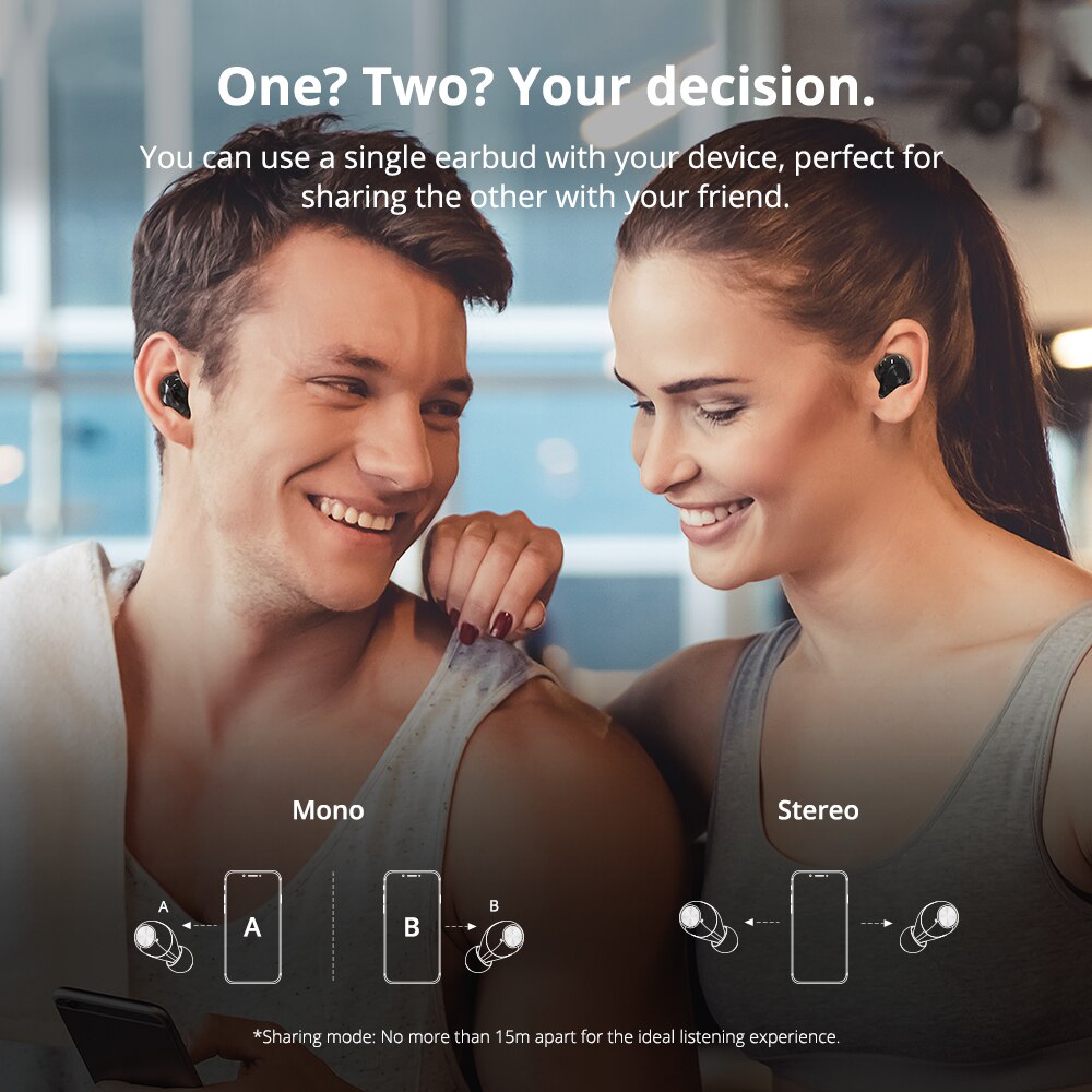Écouteurs sans fil d'origine Tronsmart Spunky Beat APTX avec QualcommChip,CVC8.0,Bluetooth 5.0,IPX5 étanche, Assistant vocal