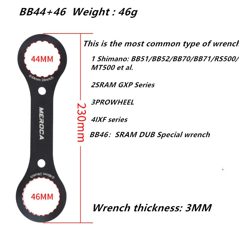 Llave de soporte inferior para bicicleta de montaña, Compatible con SRAM DUB Bb51 Bb52 Bb70 Bb71 RS500 MT500 BB, reparación de llaves de 44mm 46mm 49mm