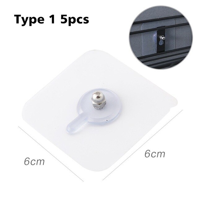 5pcs PVC Strong Adhesive Nails Wall Poster Seamless Wall Hooks Kitchen Bathroom Waterproof Durable Transparent Screw Hook Hanger: Screw hook-5pc