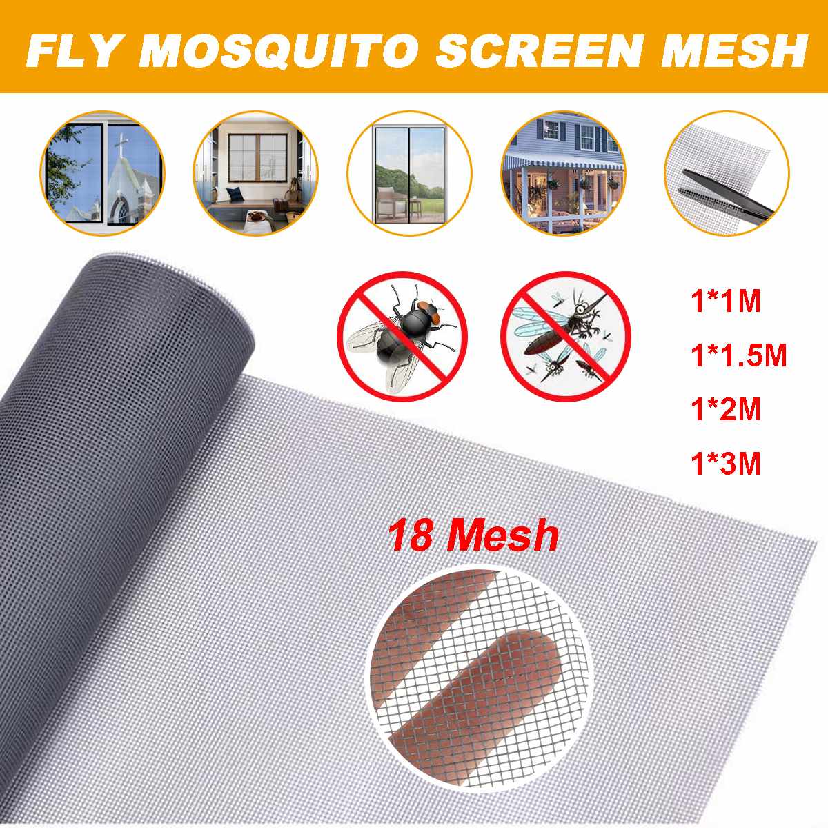 1-3 Meters 20 Meshes Nano Fly Mosquito Screen Net Mesh for Door Window, Protect Baby & Family from Insect and Bug