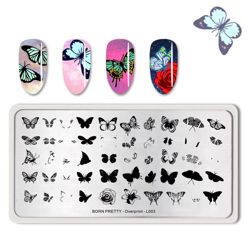 Geboren Pretty Nail Stempelen Platen Rechthoek Nail Art Stempel Afbeelding Stempelen Stencil Overprint-L003