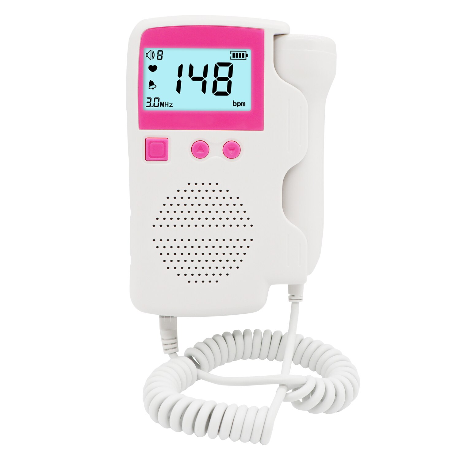 Ultrasound Doppler Fetal Portable Pregnant Baby Women Heart Rate Monitor 3.0MHz Pregnancy Meter Probe Sound Detector Household: pink-nobox