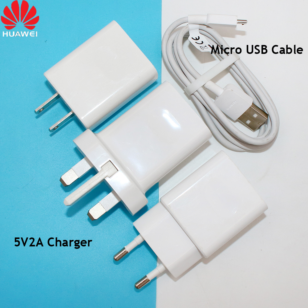 Oryginalny Huawei 5V 2A ue usa wielka brytania ładowarka ścienna Adapter 100CM Micro USB ładowania linii danych dla Y6 Y7 Y8 Y9 2019 p6 p7 p8 Lite
