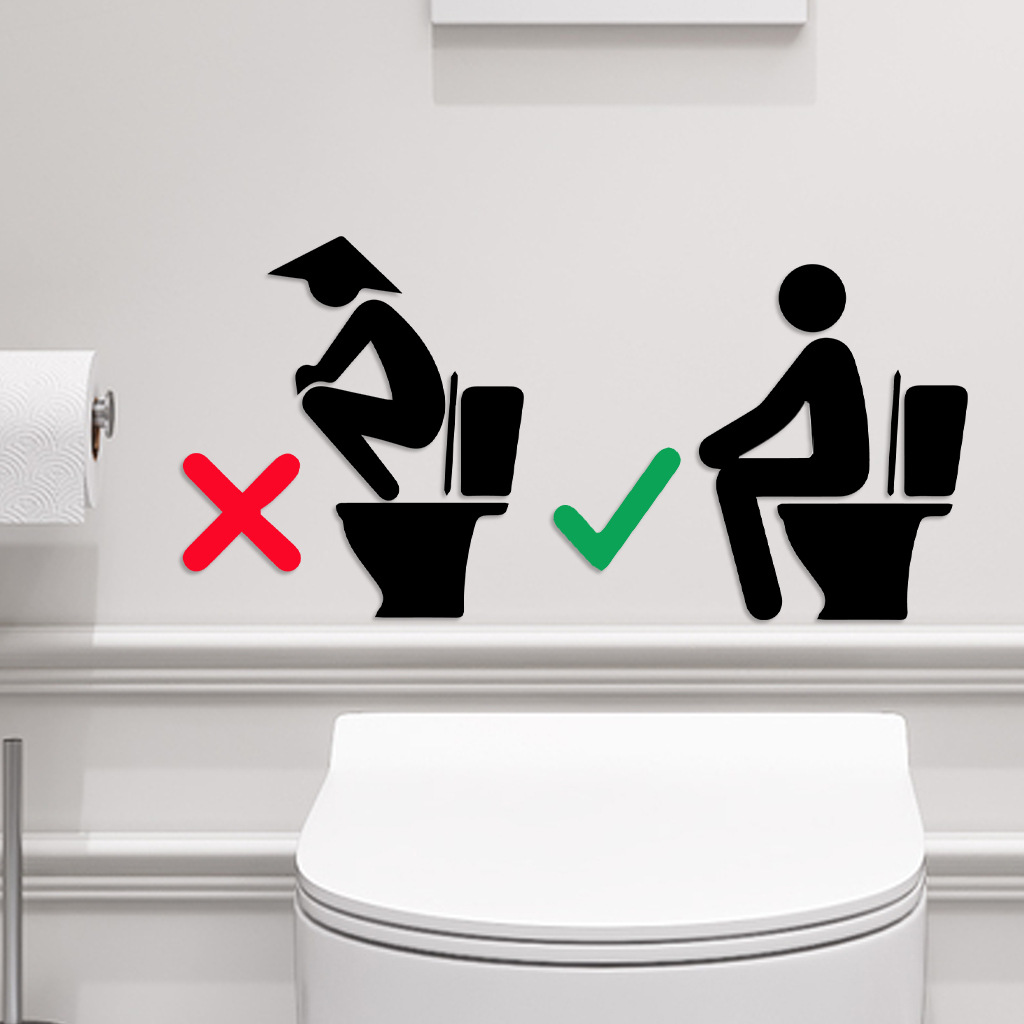 Sitta och kissa toalettklistermärke vattentät vinyltapet heminredning för bar badrum toalettklistermärken väggkonst dekal