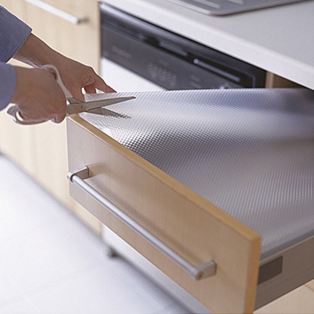 Denpetec Drawer Liner, Non-Slip Durable Transparent Drawer Mat for Kitchen Cabinets, Cupboard Cabinet Fridge Liners