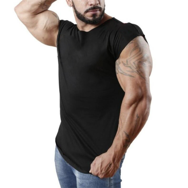 Enfärgade fitnesskläder herr casual hiphop bomullsvästar slim fit ärmlösa andningsbara skjortor gym bodybuilding muskeltröjor