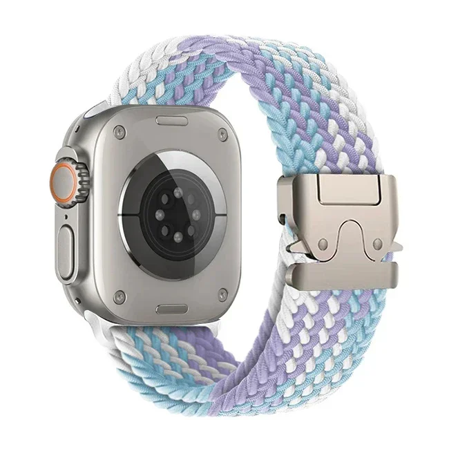 Correa trenzada Solo Loop para Apple watch Band 46mm 44mm 45mm 42mm 40mm 41mm Ultra 2 49mm Correa iwatch Series 10 9 8 7 6 SE 5 4: Rosa verde / 16 mm