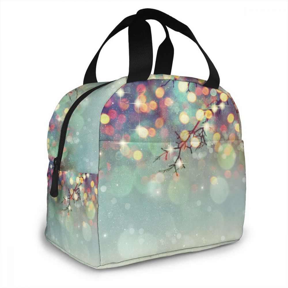 Abstracte kerstverlichting lunchbox tas geïsoleerde thermische lunch picknick lunchtas voor vrouwen kinderen mannen koeltas