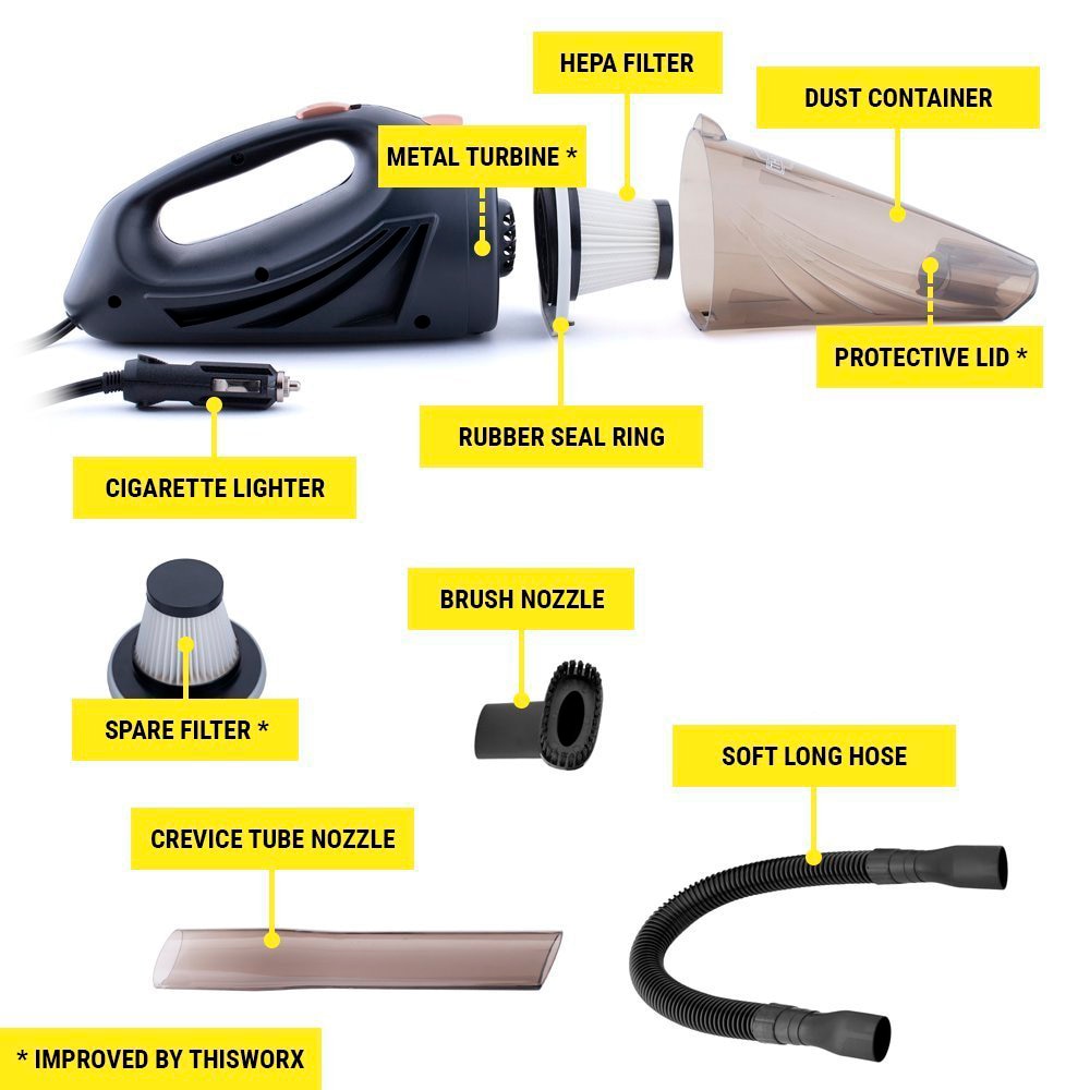 4800pa Strong Power Car Vacuum Cleaner 120W with Handbag 4.8KPA Cyclonic Wet/Dry Auto Portable Vacuums Cleaner 2 HEPA