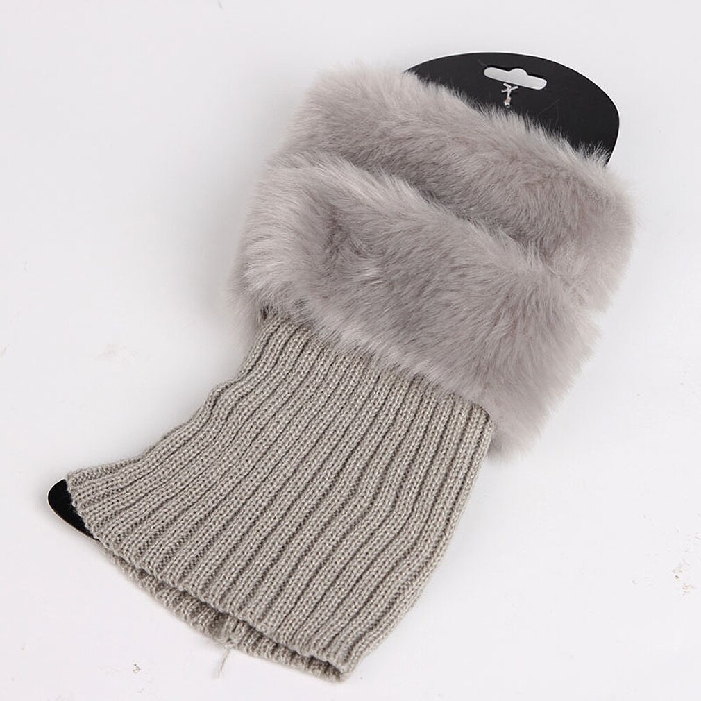 Gebreide winterlaarzen voor dames, gebreide laarsjes met bont, sokken, beenwarmers, warme sokken voor laarzen met bont, beenwarmers 20 cm: G