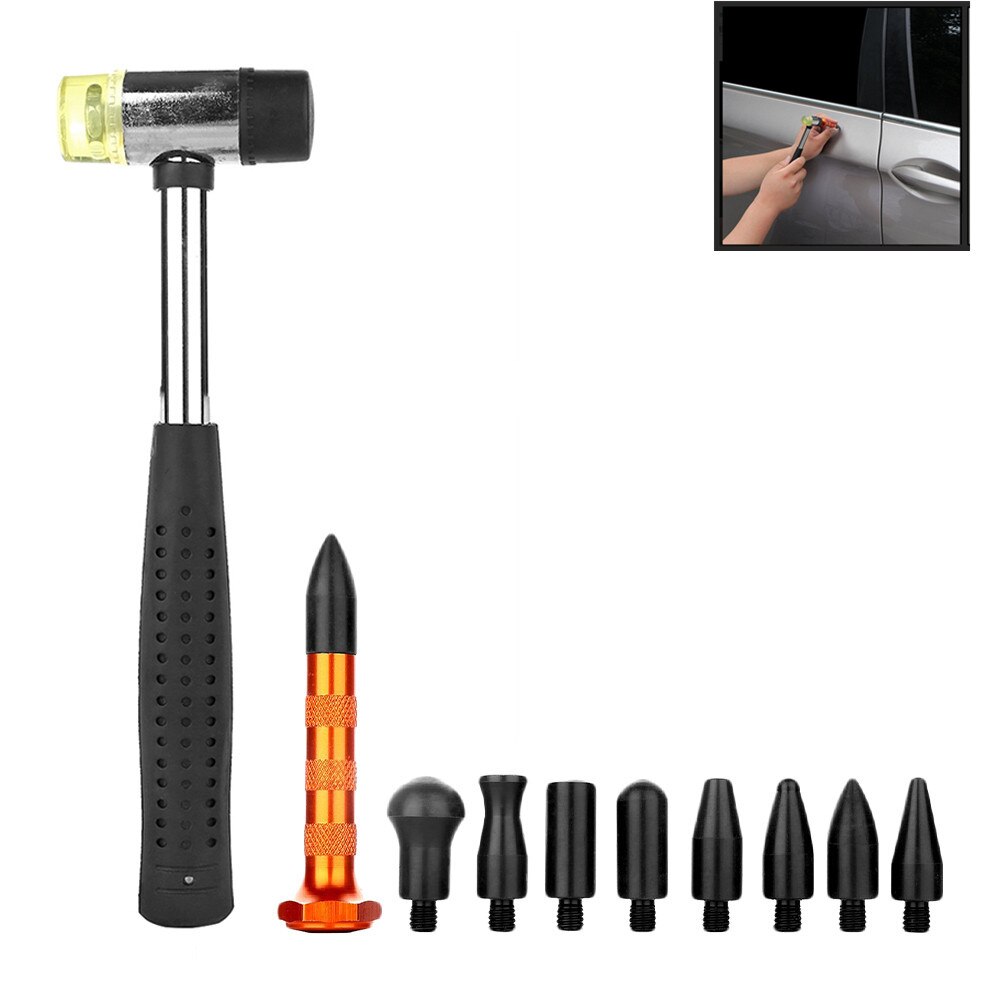 Herramientas PDR, varillas, herramientas de gancho, reparación de abolladuras de coche sin pintura, juego de herramientas, martillo de granizo, removedor de abolladuras PDR: Rojo