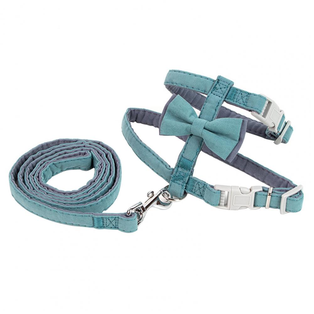 Chest Strap Compact Harness Leash Practical Mild to Skin Adorable Bow Tie Vest Harness Traction Rope: Green / M