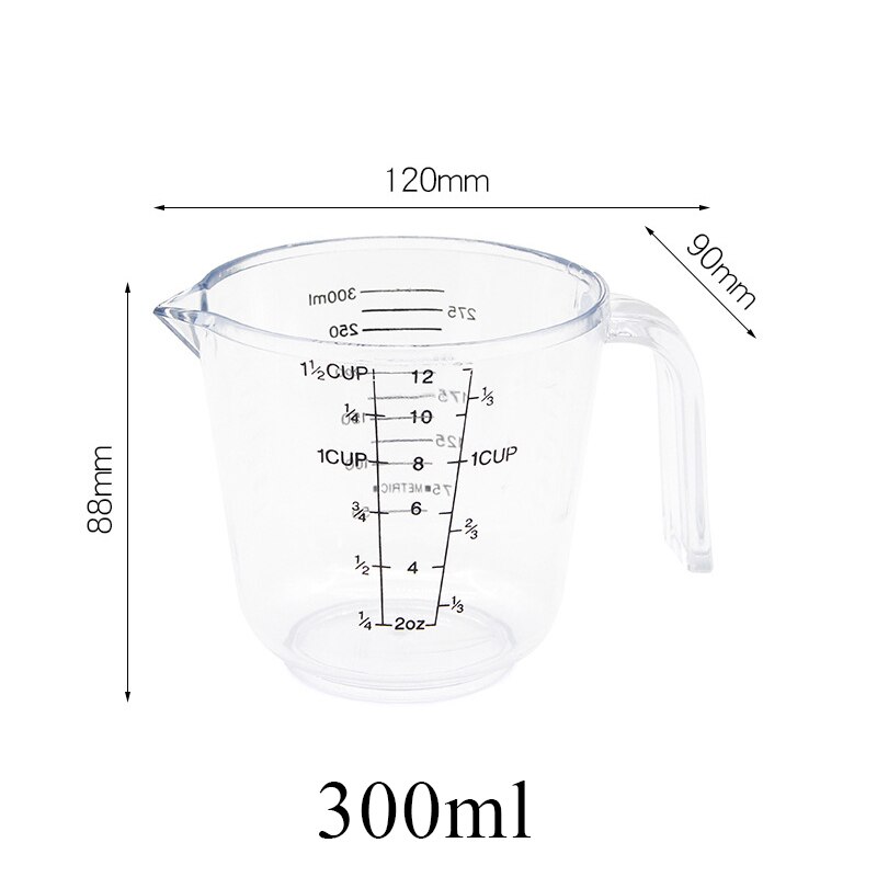 Pour Spout Measuring Cup Visual Scale Metering Cup 150/300/600/1000ml Baking Tool Plastic Transparent Graduated Kitchen Lab Tool