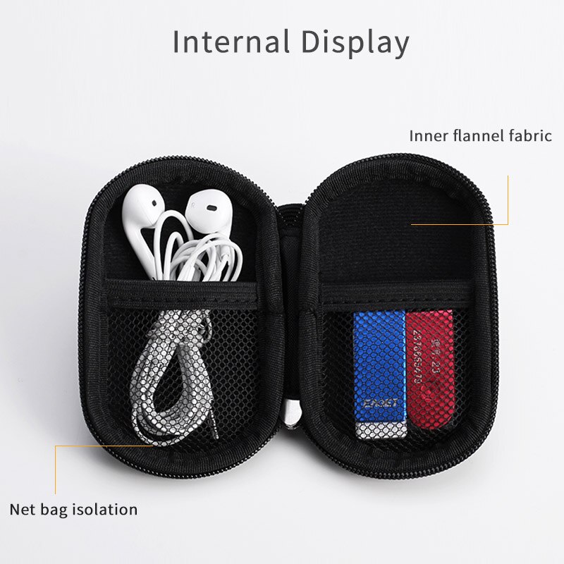 Portable Headphones Cases Mini Zippered Storage Hard Cover Bags Box for Earphone SD Cards Protective USB Cable Organizer Cases