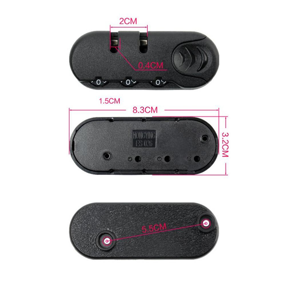 3 Cijfercombinatie Hangslot Voor Reizen Bagage Koffer Codeslot Zwart Vaste Lock Anti-Diefstal Tas Accessoires Lock