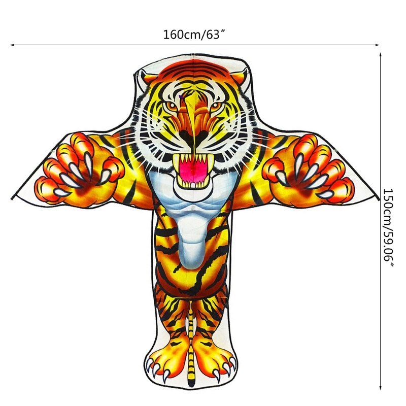 Cometa de Tigre/León de dibujos animados para niños, bonita cometa fácil de llevar con hilo de vuelo, actividad deportiva divertida al aire libre