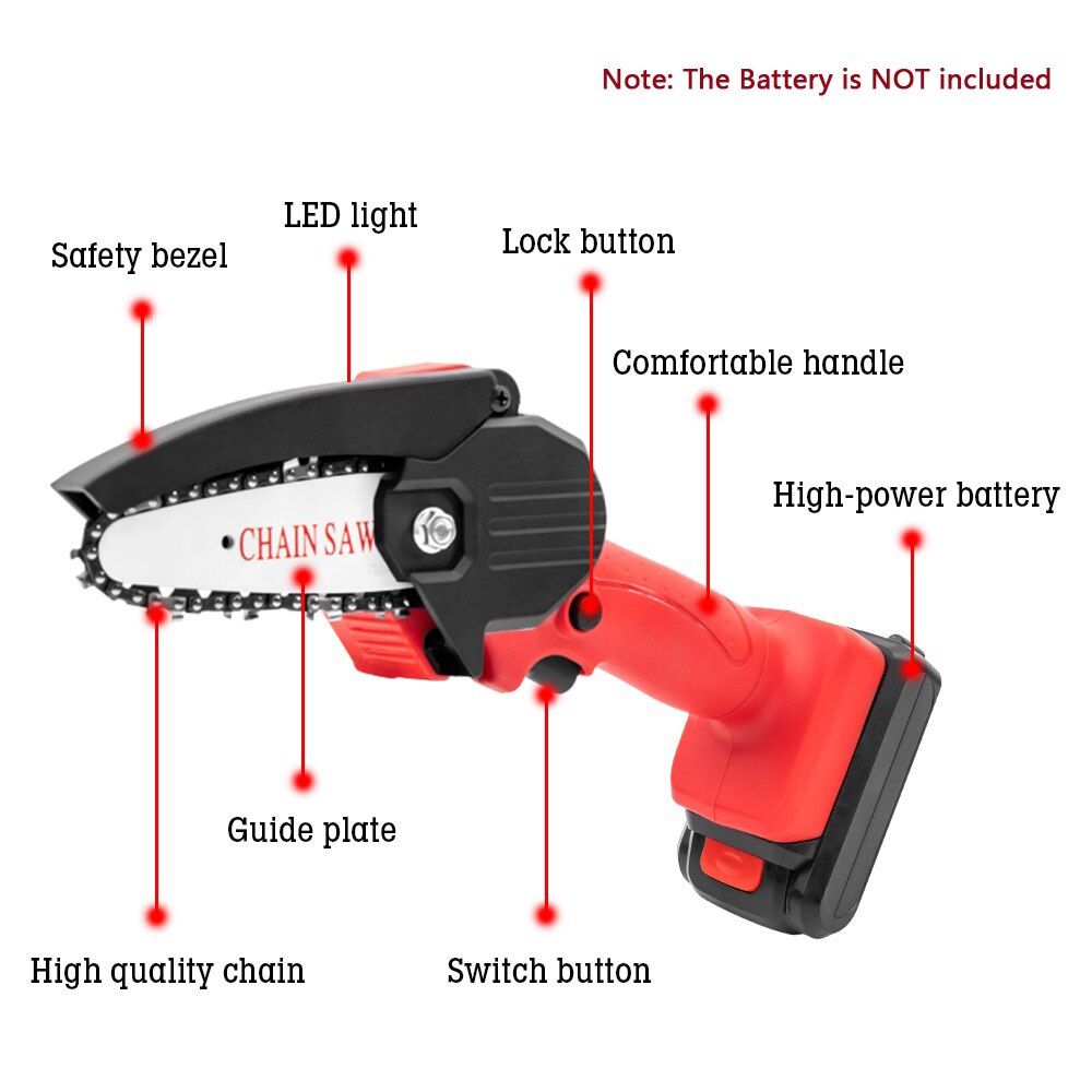 Electric Cordless Mini Chainsaw Pruning Saw Small Wood Splitting Chain Saw Handheld Pruning Tool Power Chain Saw with Case