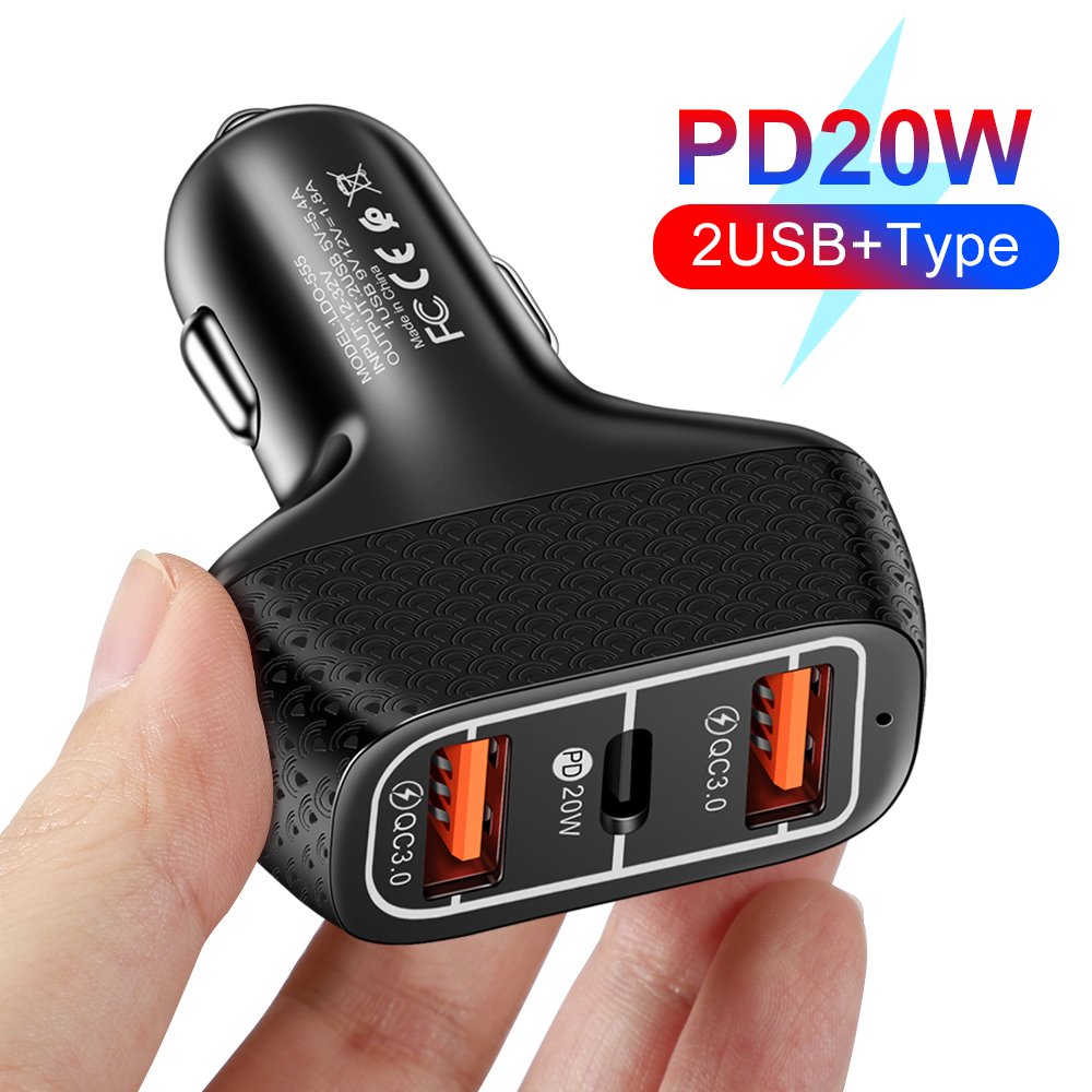 20W Car Charger PD USB Type C PD Fast Charger Quick Charge 3.0 For iPhone 12 Samsung Xiaomi Huawei Car Charging usb c charger