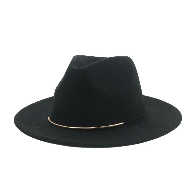Sombreros de ala ancha Para hombre Y mujer, sombrero de Panamá, banda sólida, Formal, iglesia, boda, invierno,: black