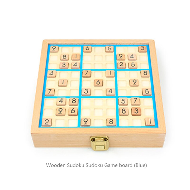 Ausbildung Pädagogisches Bord Spiel freundlicher Holz Schublade Sudoku Schach Spiele Spielzeug einstellen Erwachsene Arithmetik Puzzle Logische Denken Spielzeug: Himmel Blau