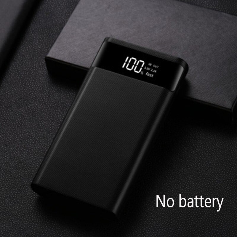 Qc 3.0 Snel Opladen Power Bank Shell Micro Type-C Diy Quick Charge Powerbank Shell 6*18650 Batterij pd 18W Externe Lader: Black No battery