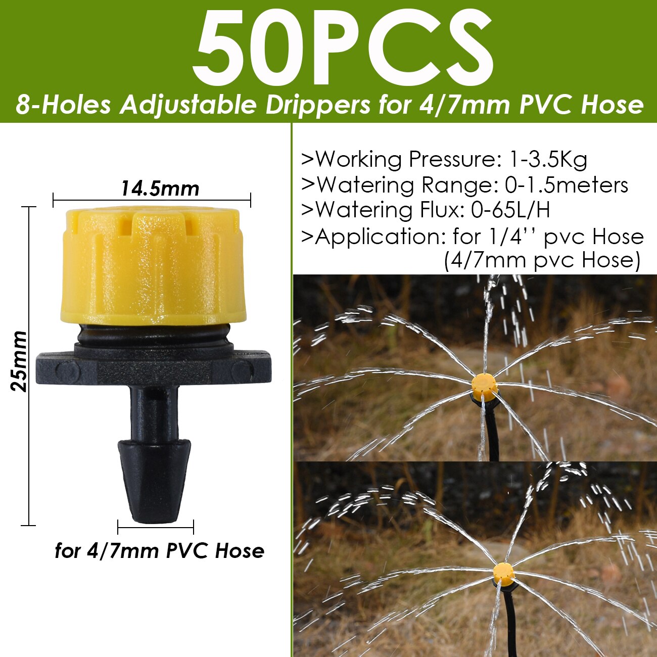 Ogród 4/7mm nawadniania kropelkowego Dripper obrotowy dysza rozpylać podlewanie zraszacz emitery dla 1/4w króciec robić węża złącza szklarnia: KSL01-252-50szt