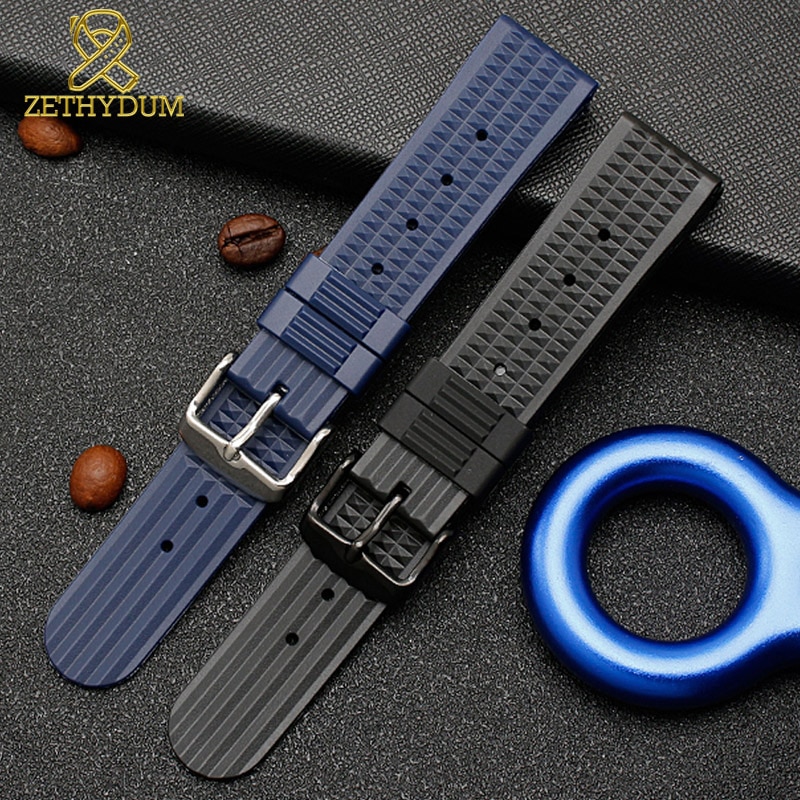 Siliconen Rubber Horloge Band 20Mm 22Mm Horlogeband Voor S-Eiko SRP777J1 Horloge Band Duiken Waterdichte Armband Blauw kleur