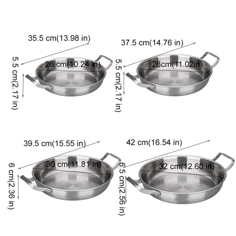 Cookware Titanium Alloy Double Ear Frying Pan Non-stick Uncoated Frying Pot Flat Bottomed Hammer Pattern Frying Wok Restaurant