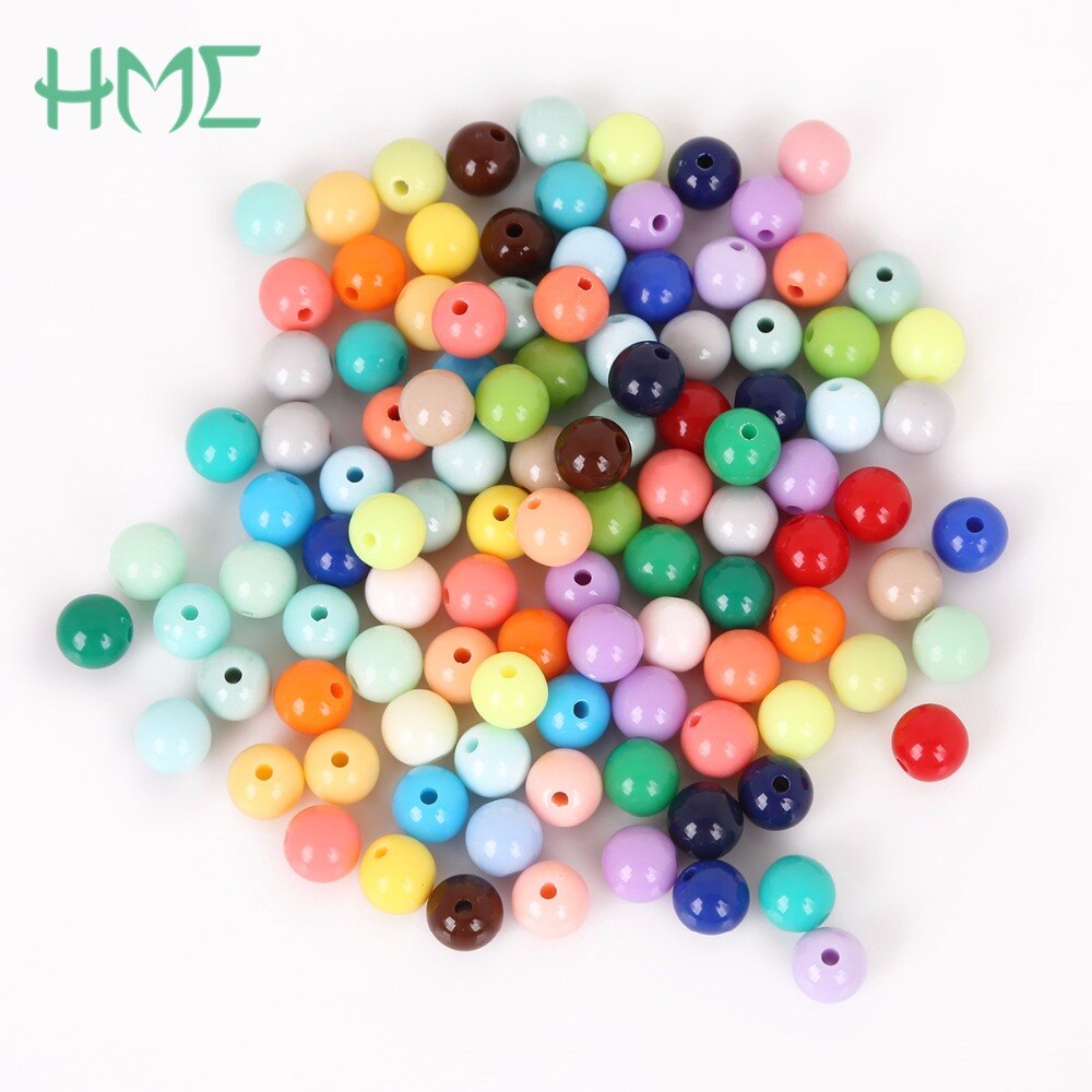 Dia . 8 mm hul ca. 1.8mm 100 stk diy perler skinnende plastik akryl løs afstandsstykke til gør det selv armbånd halskæde 20 farver
