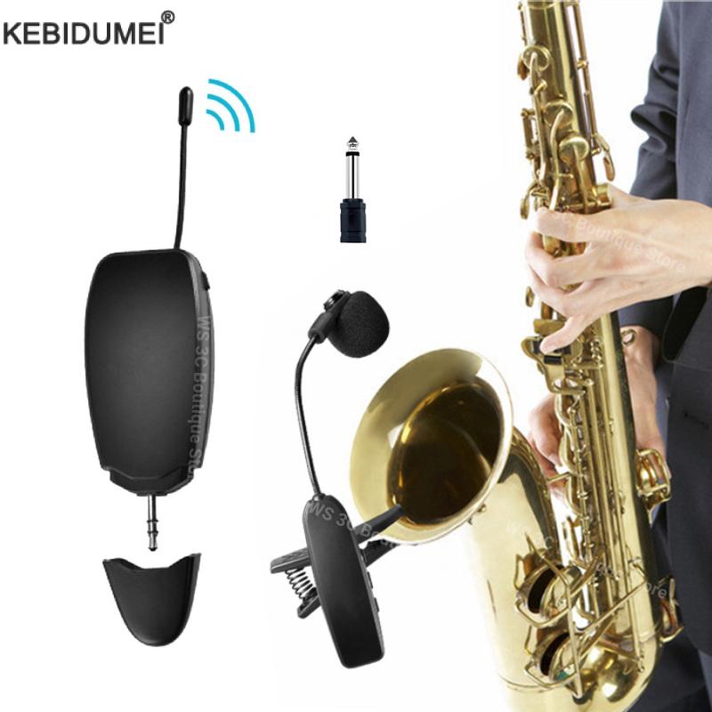 Instrumentos sem fio captador amplificador uhf 2.4g microfone receptor sem fio transmissor para saxofone trompete chifre tuba flauta