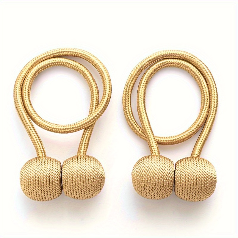 2pcs/pair Magnetic Curtain Tiebacks, Earphone Curtain Holdbacks, Bathroom Shower Curtain Accessories: YELLOW