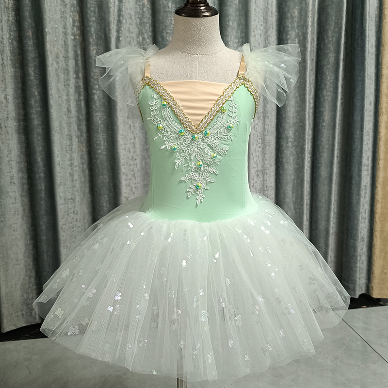 Disfraz de hada bailarina para de graduación, vestido azul con lentejuelas y flores para niñas, Ropa de baile, leotardo de Ballet gimnástico, tutú, novedad de 2023