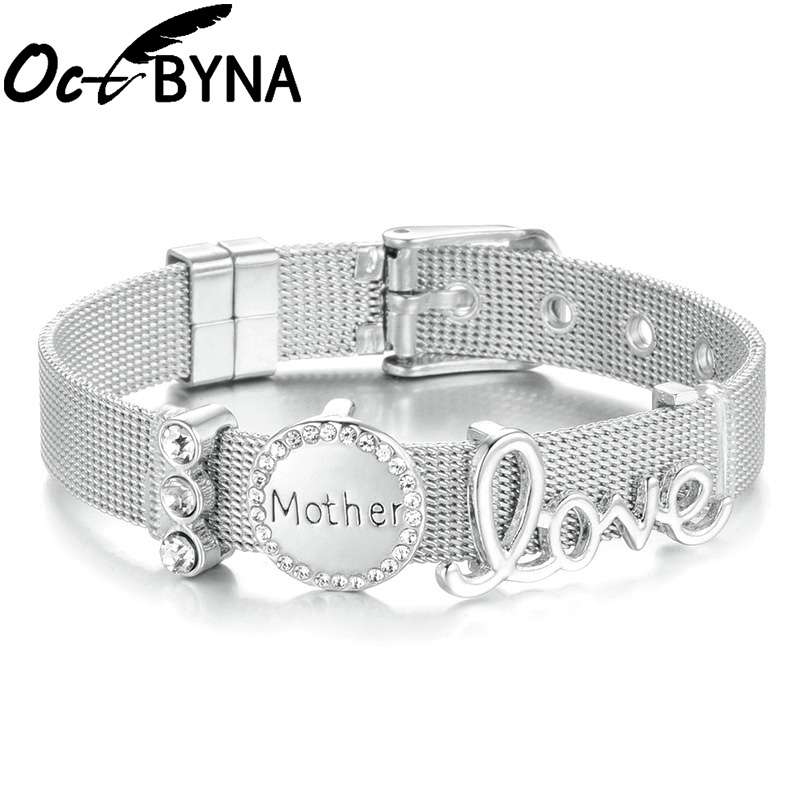 Octbyna Gittergewebe Armbinde einstellen Edelstahl Liebe murmeln Charme Armbinde Für Frauen Gurt Schmuck Frauen Liebhaber: A1