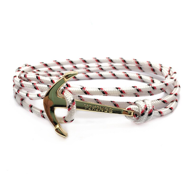 Retro Vikings Bracelet For Men Women Popular Male Multilayer Wrap Bangle Gold Color Handmade Anchor Bracelets SL017: 16