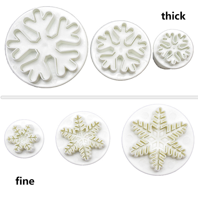 3 Stks/set Sneeuwvlok Fondant Cake Decorating Gereedschap Plunger Sugarcraft Cutter Mold Gereedschap Kerst Kerstcadeau Cake Decorating Gereedschap