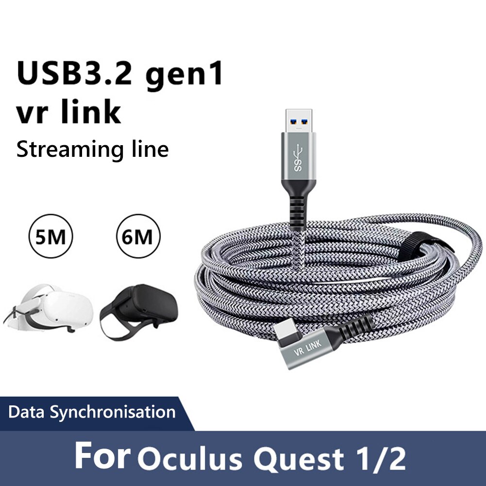 6/5M Charger Cable for Oculus Quest 2 Link Headset USB 3.2 Type C Data Line Transfer Type A to Type-C Cord VR Accessories