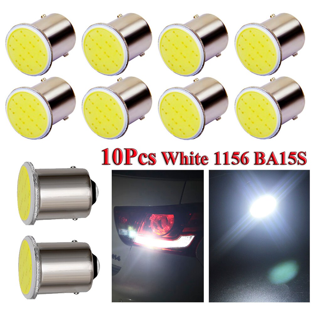 10Pcs Wit 1156 BA15S P21W Led Auto Led 1156 Lamp Cob 12 Smd 12V Spanning Auto Verlichting Accessoires