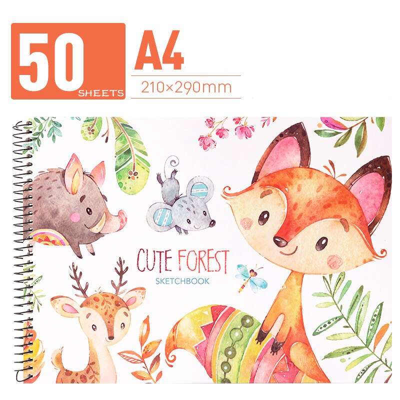 Yisuremia Kawaii 50 Sheets A4 Coil SketchBook Art Drawing Painting Template Graffiti Sketch Books School Office Art Supplies