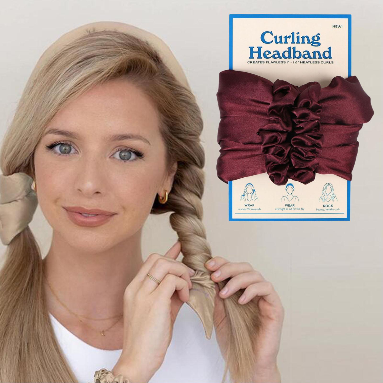 Mykt varmefritt hår krøller pannebånd hår scrunchies bølgeverktøy curler frisørverktøy varmeløs krøllestang lat krøller: Brunrød 02