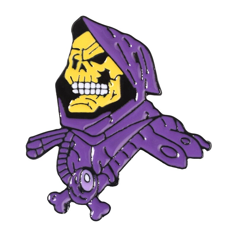 9Styles Skeletor Purple Hood Enamel Pin Masters of The Universe Badge Brooch Bag Clothes Lapel Classic Cartoon Jewelry: Skeletor